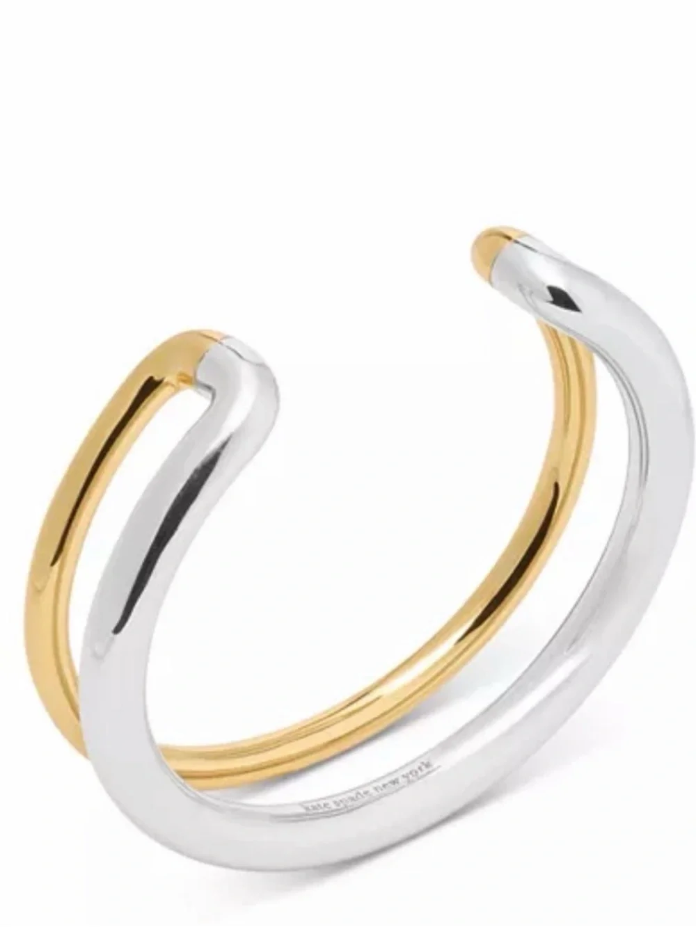 Kate Spade Interlock Cuff Bangle Bracelet Two-Tone Gold & Silver Open NWT $128$ - Picture 4 of 9